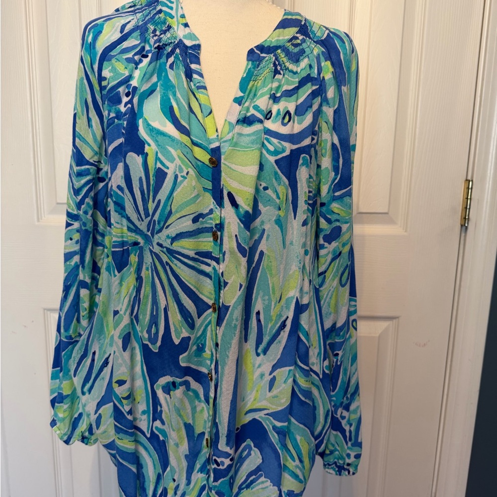Lilly Pulitzer Vibrant Blue and Green Blouse
